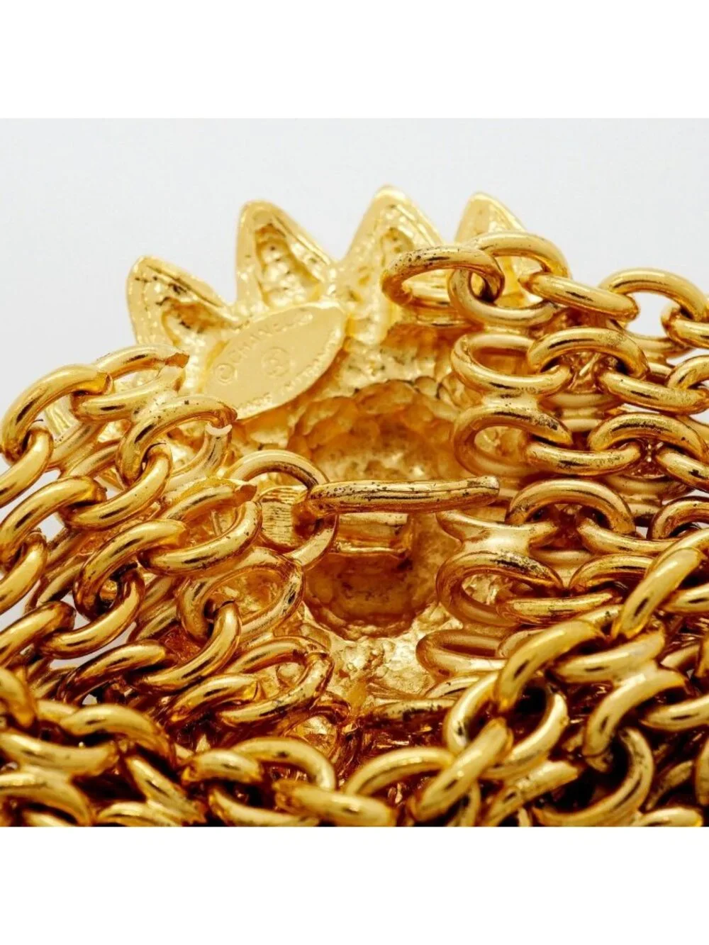 Chanel Bracelet Vintage CC Logo Lion Motif Gold Plated